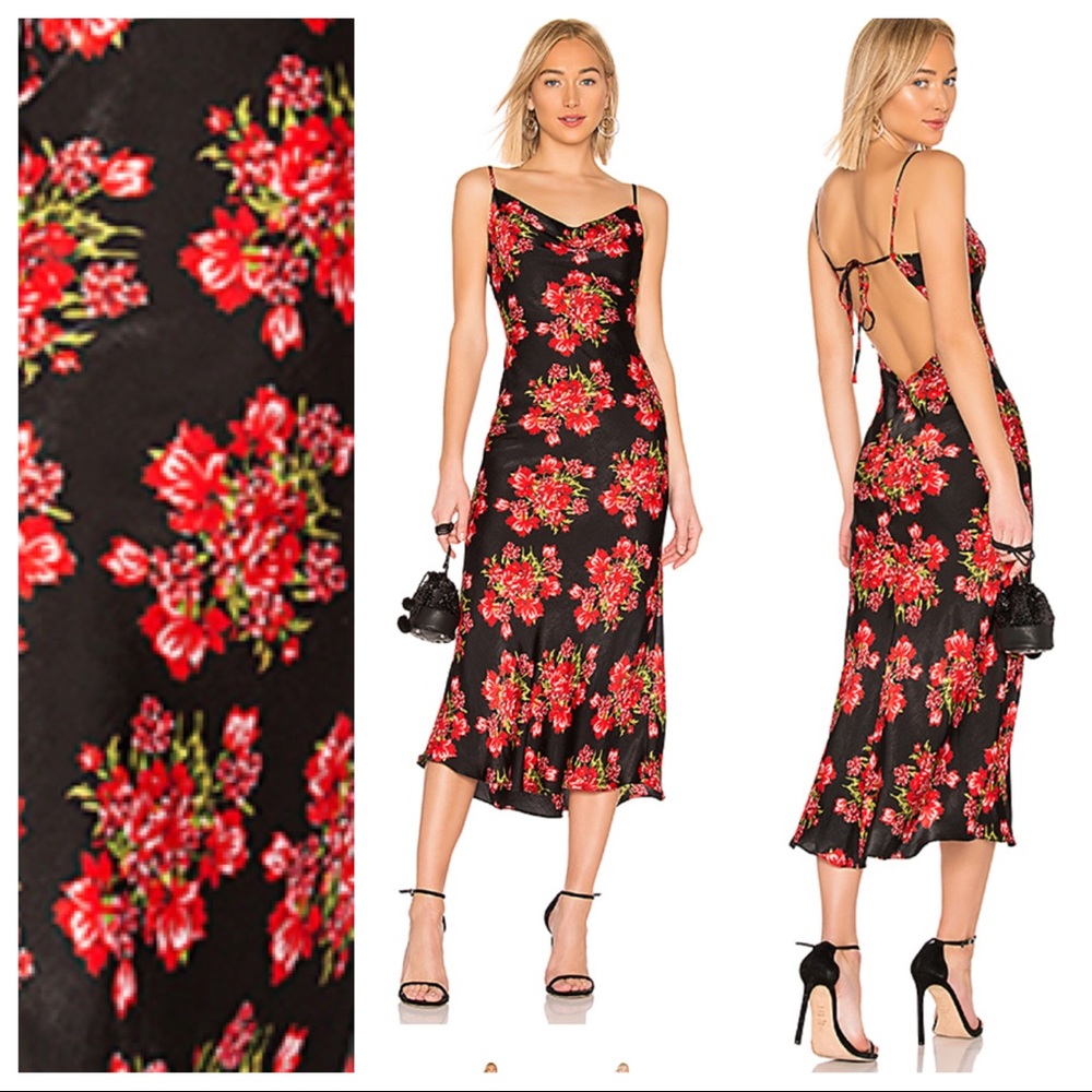 LPA Black and Red Floral Dress